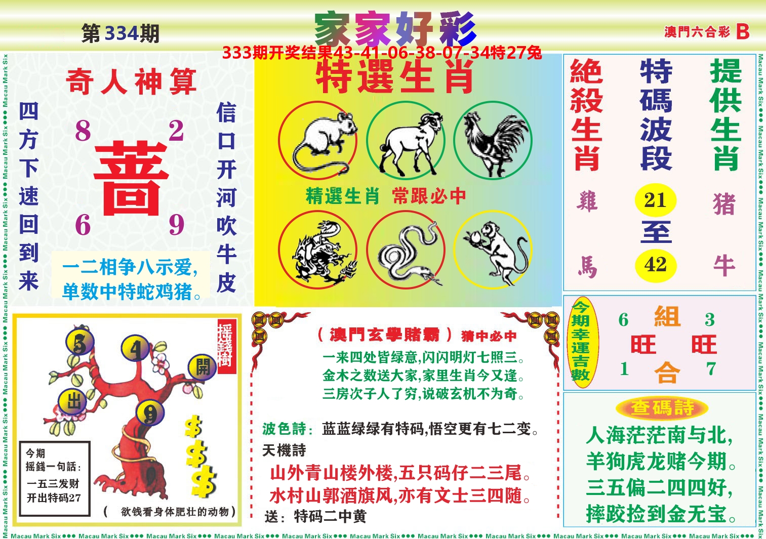家家好彩B 第334期