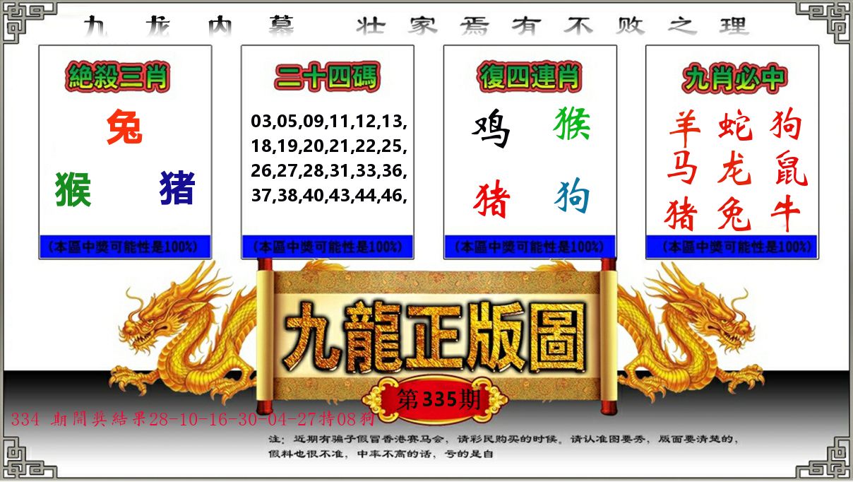 九龙正版图 第335期