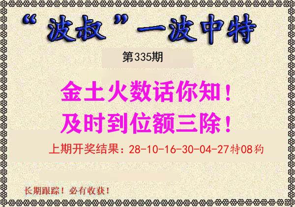 波叔中特 第335期