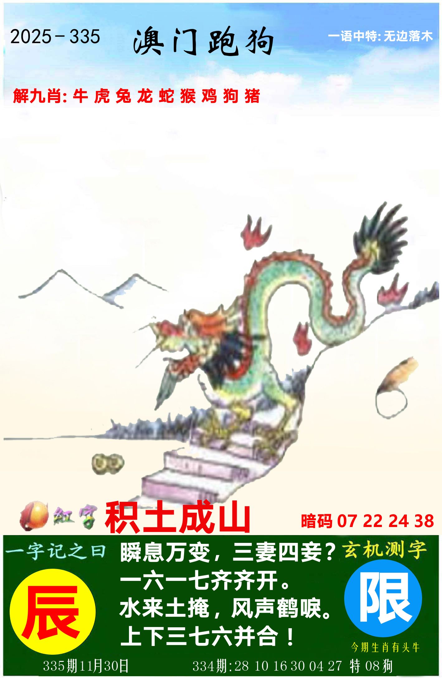 澳门跑狗图 第335期