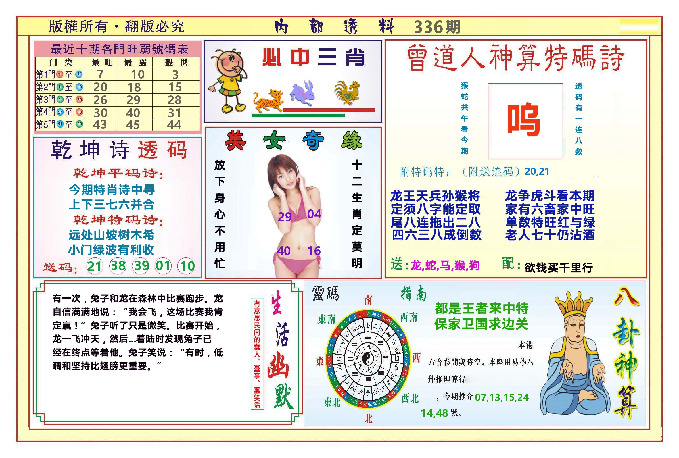 澳门内部透料B 第336期