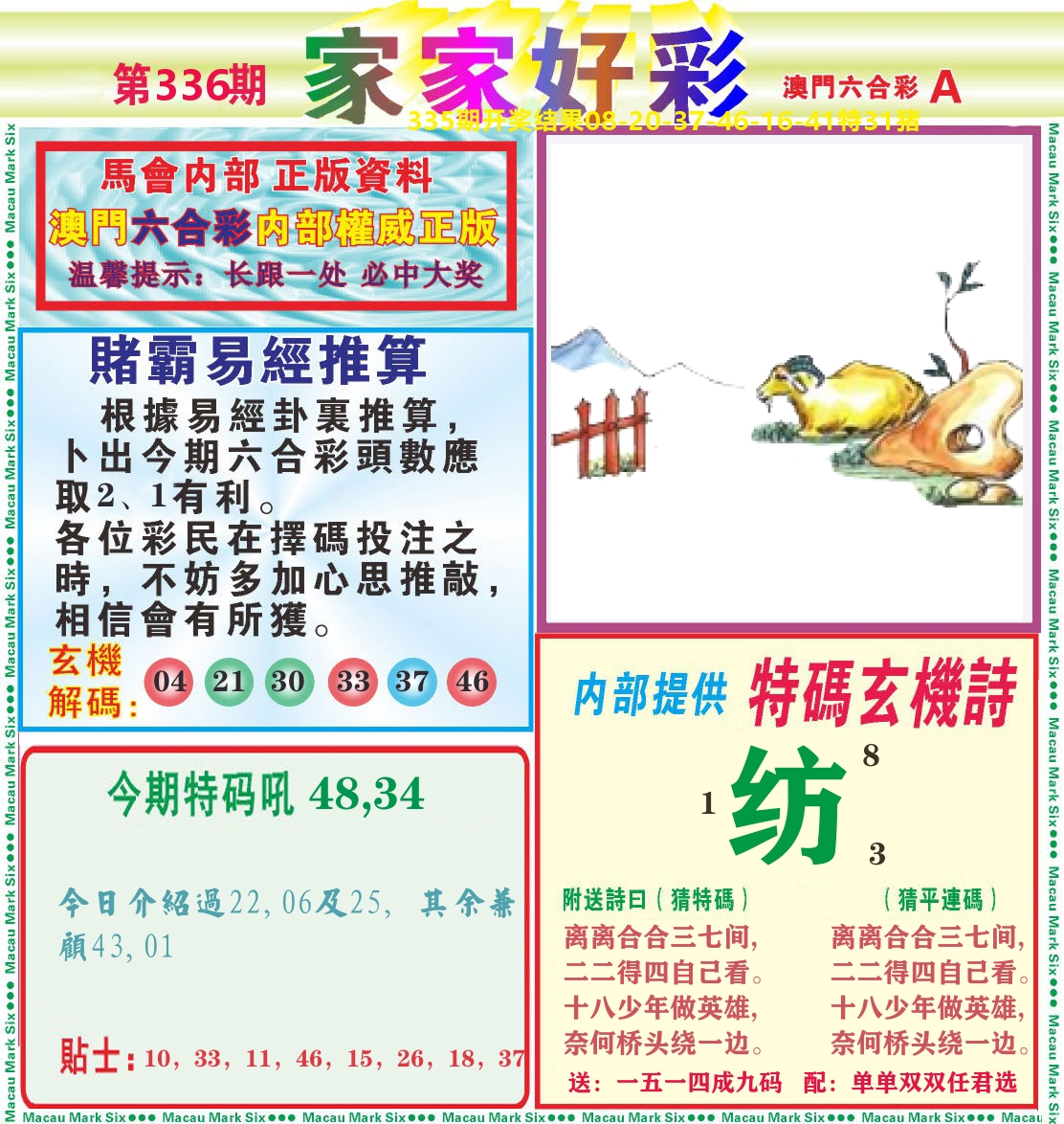 家家好彩A 第336期