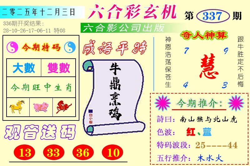 澳门六合玄机 第337期
