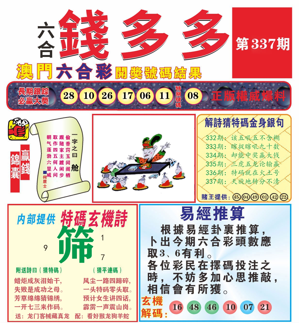 澳门钱多多B 第337期