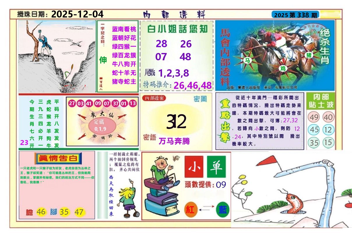 澳门内部透料A 第338期