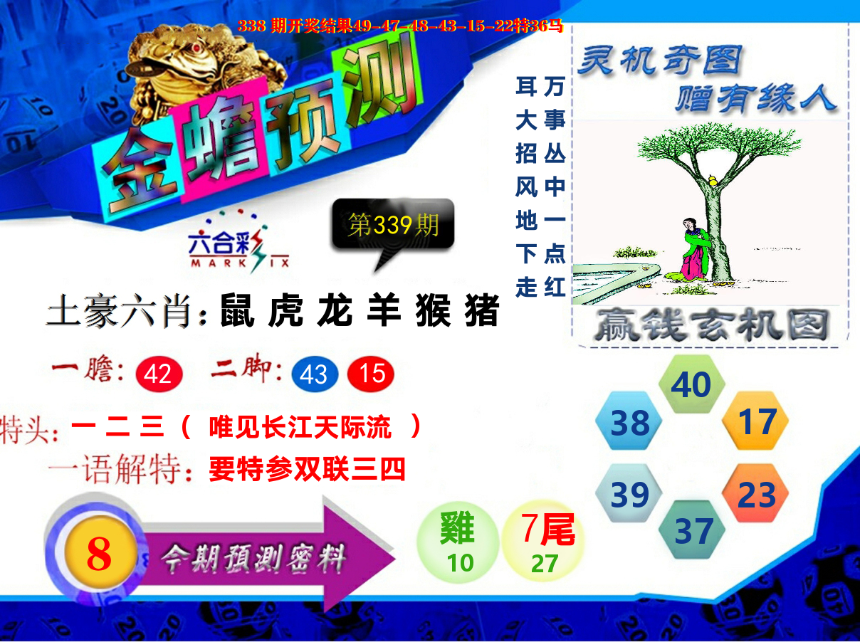 金蟾预测 第339期