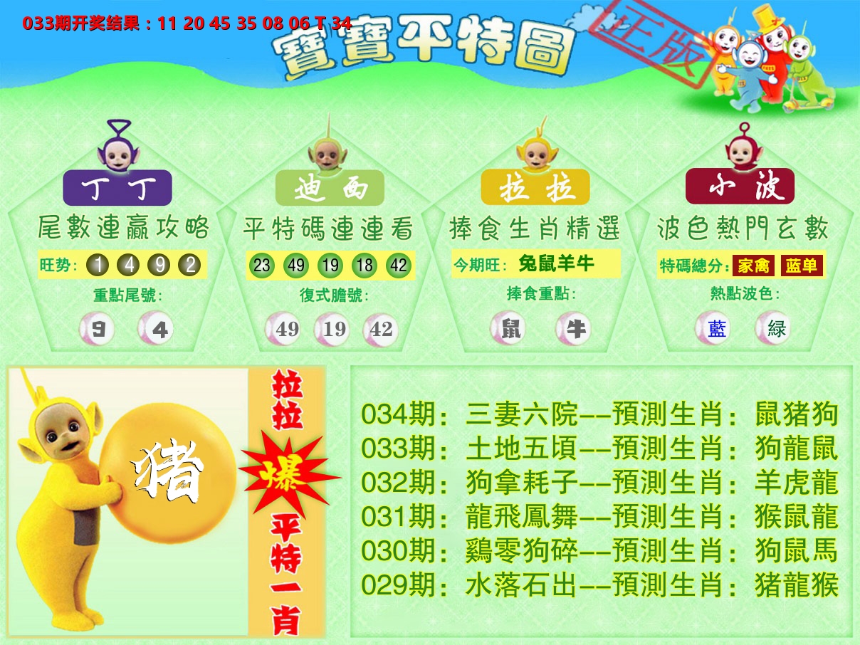 天线宝宝平特图 第34期