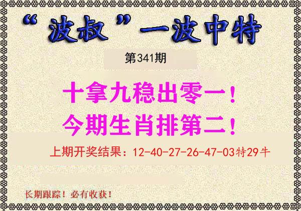 波叔中特 第341期