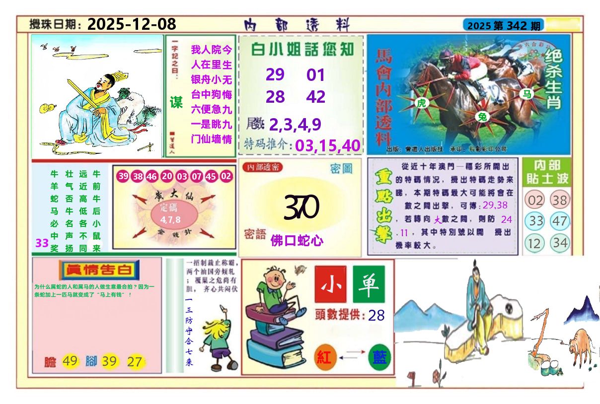 澳门内部透料A 第342期