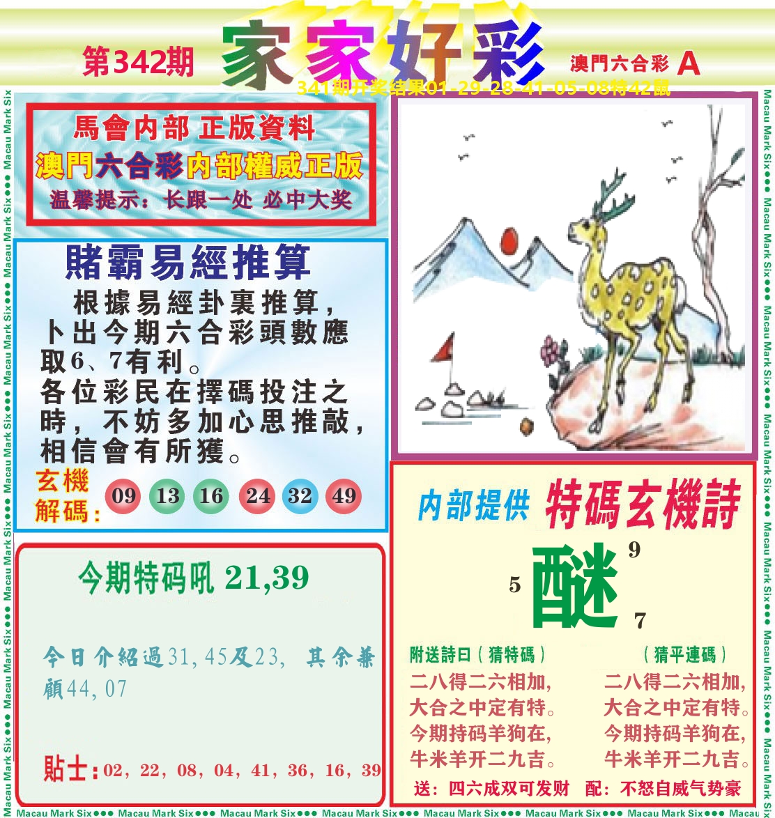 家家好彩A 第342期