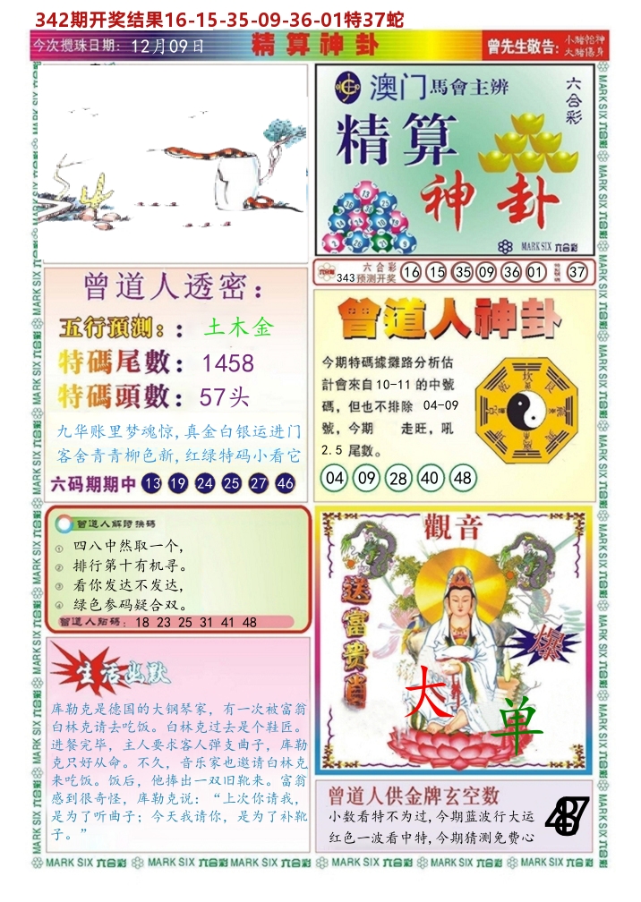 澳门精算神卦 第343期