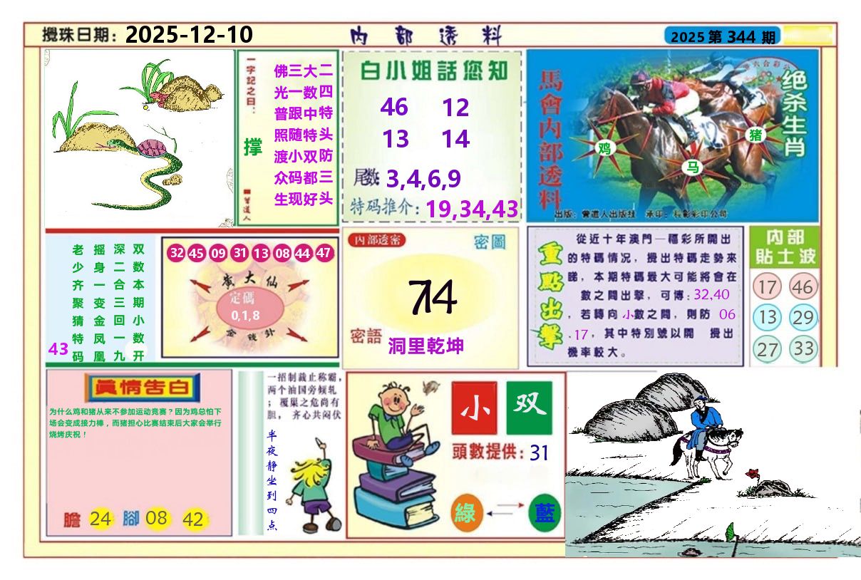 澳门内部透料A 第344期
