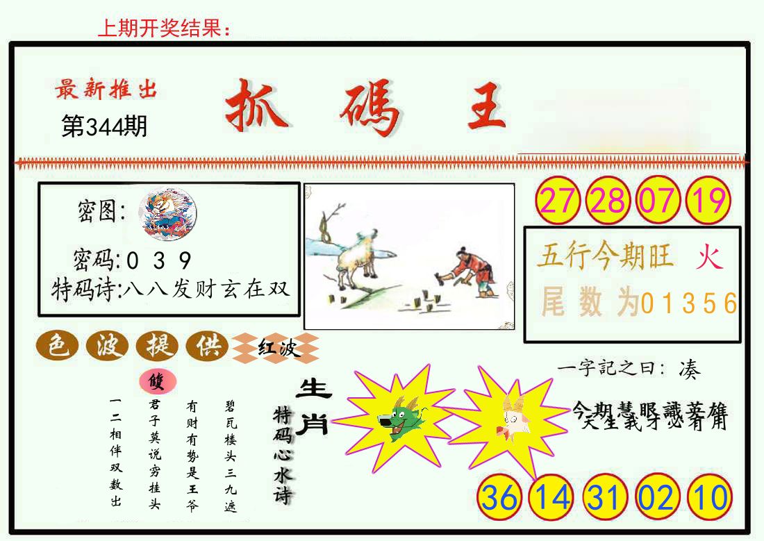 最新抓码王 第344期