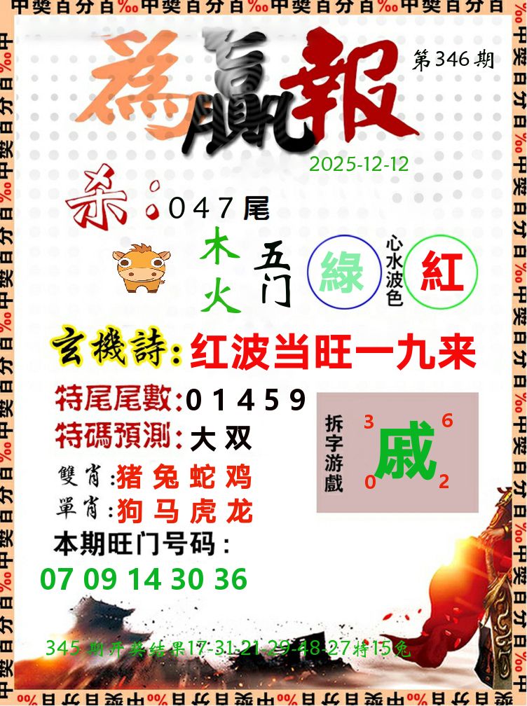 为赢报 第346期
