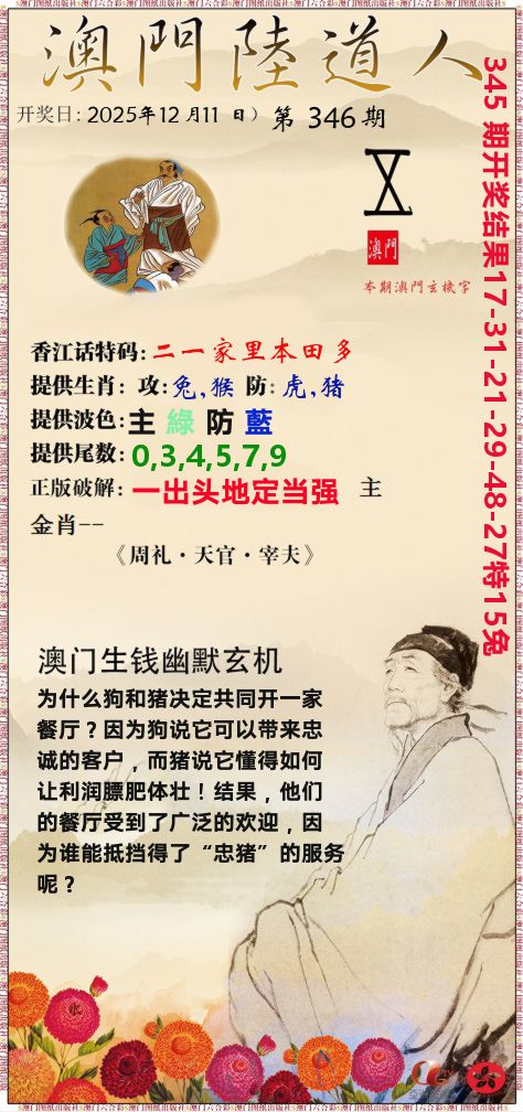 澳门陆道人 第346期