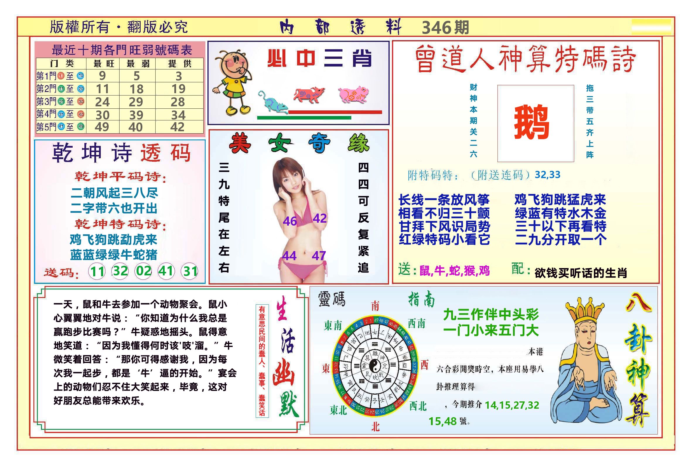 澳门内部透料B 第346期