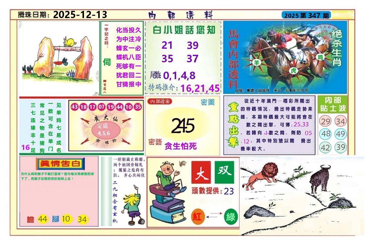 澳门内部透料A 第347期