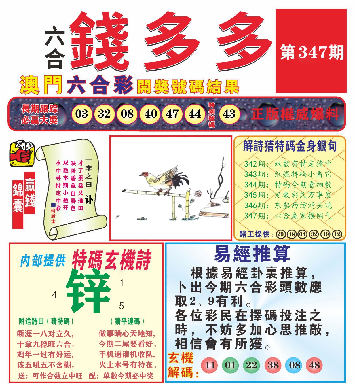 澳门钱多多B 第347期
