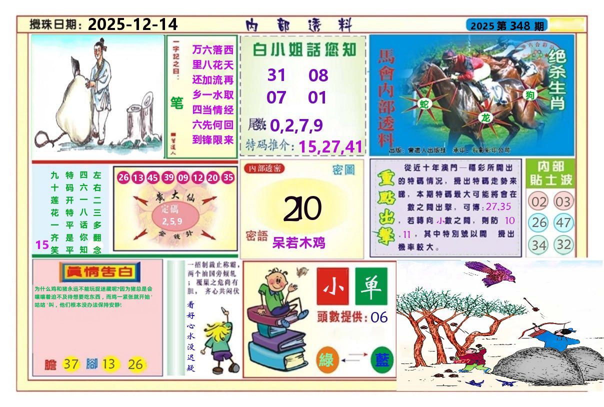 澳门内部透料A 第348期