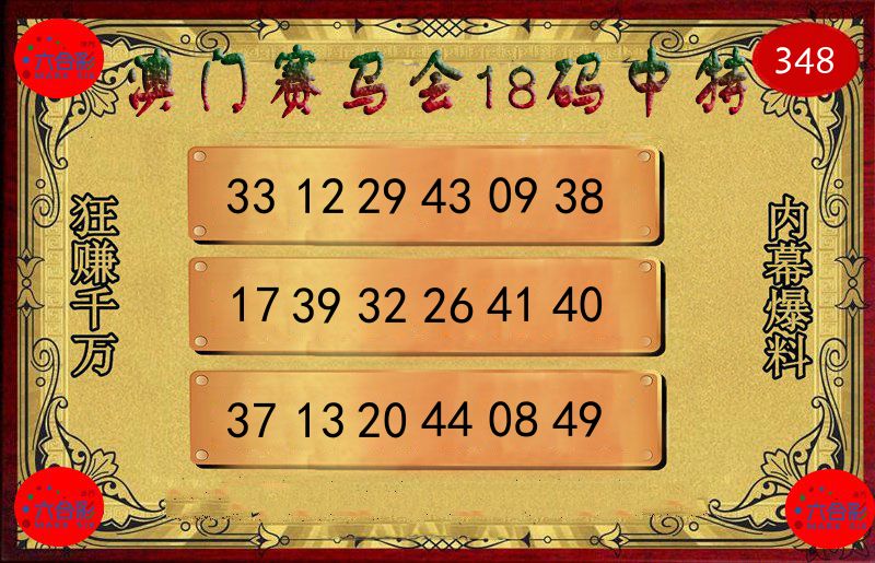 赛马会18码 第348期