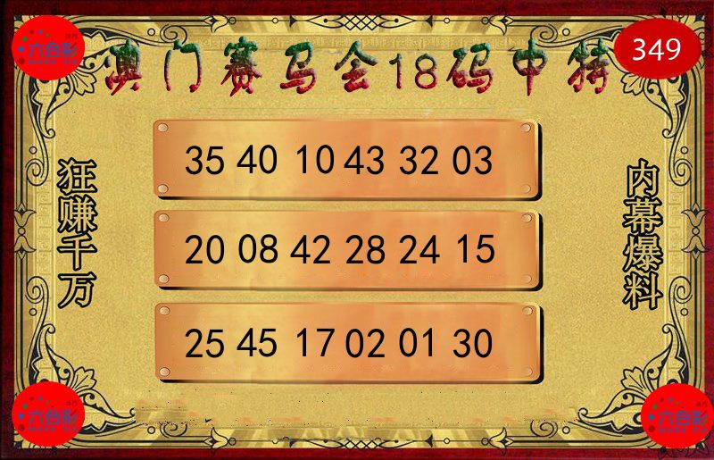 赛马会18码 第349期
