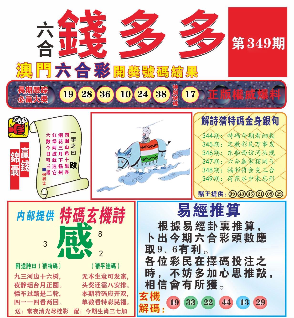 澳门钱多多B 第349期