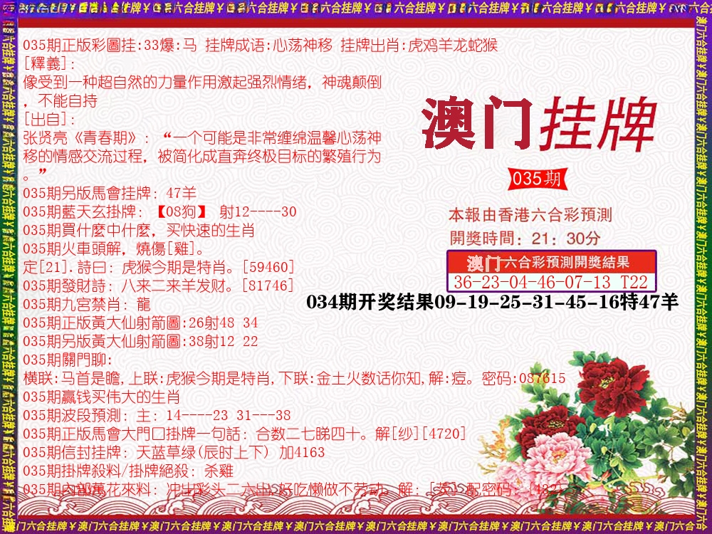澳门挂牌 第35期