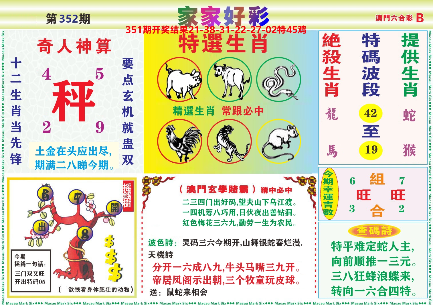 家家好彩B 第352期