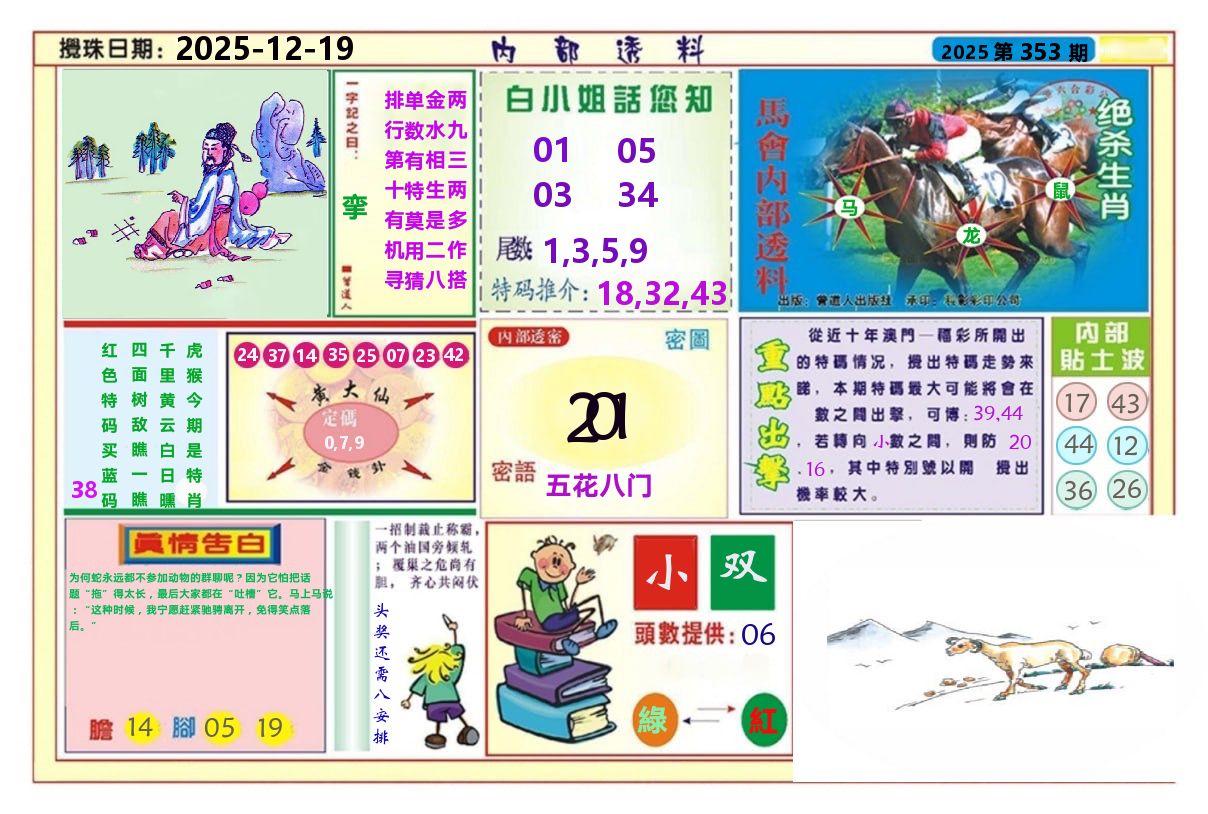 澳门内部透料A 第353期