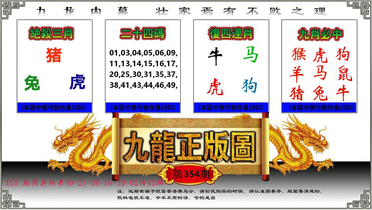 九龙正版图 第354期