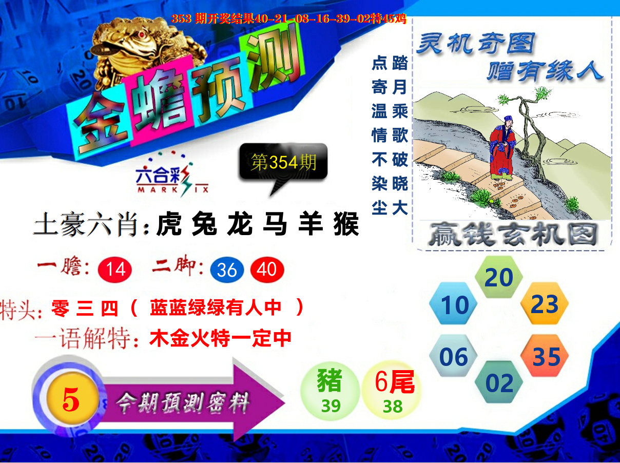 金蟾预测 第354期