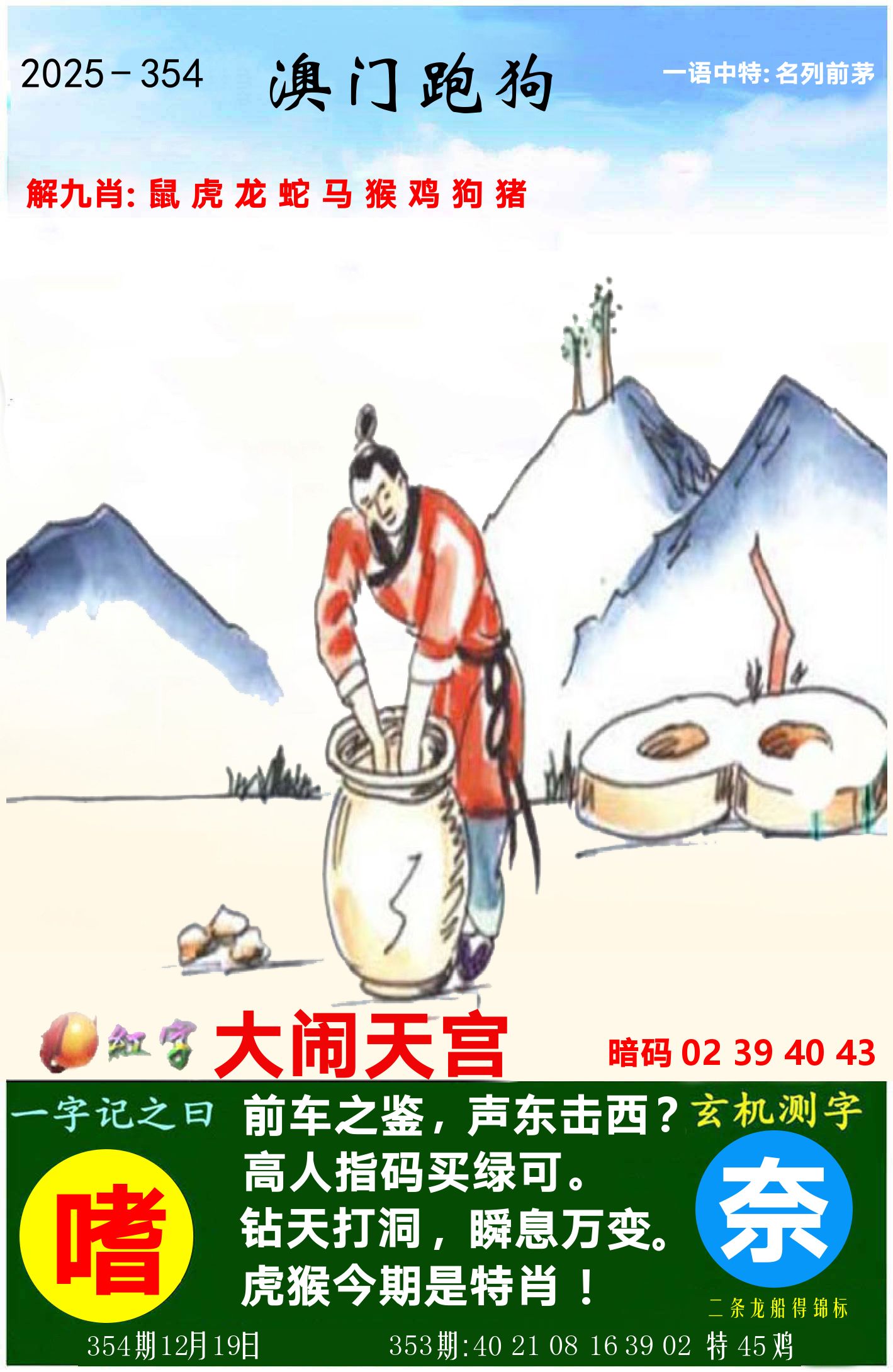 澳门跑狗图 第354期