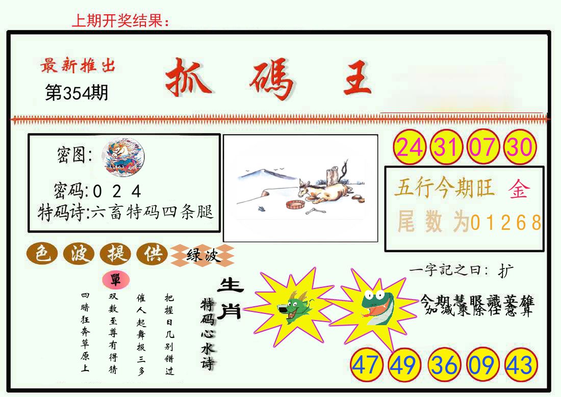 最新抓码王 第354期