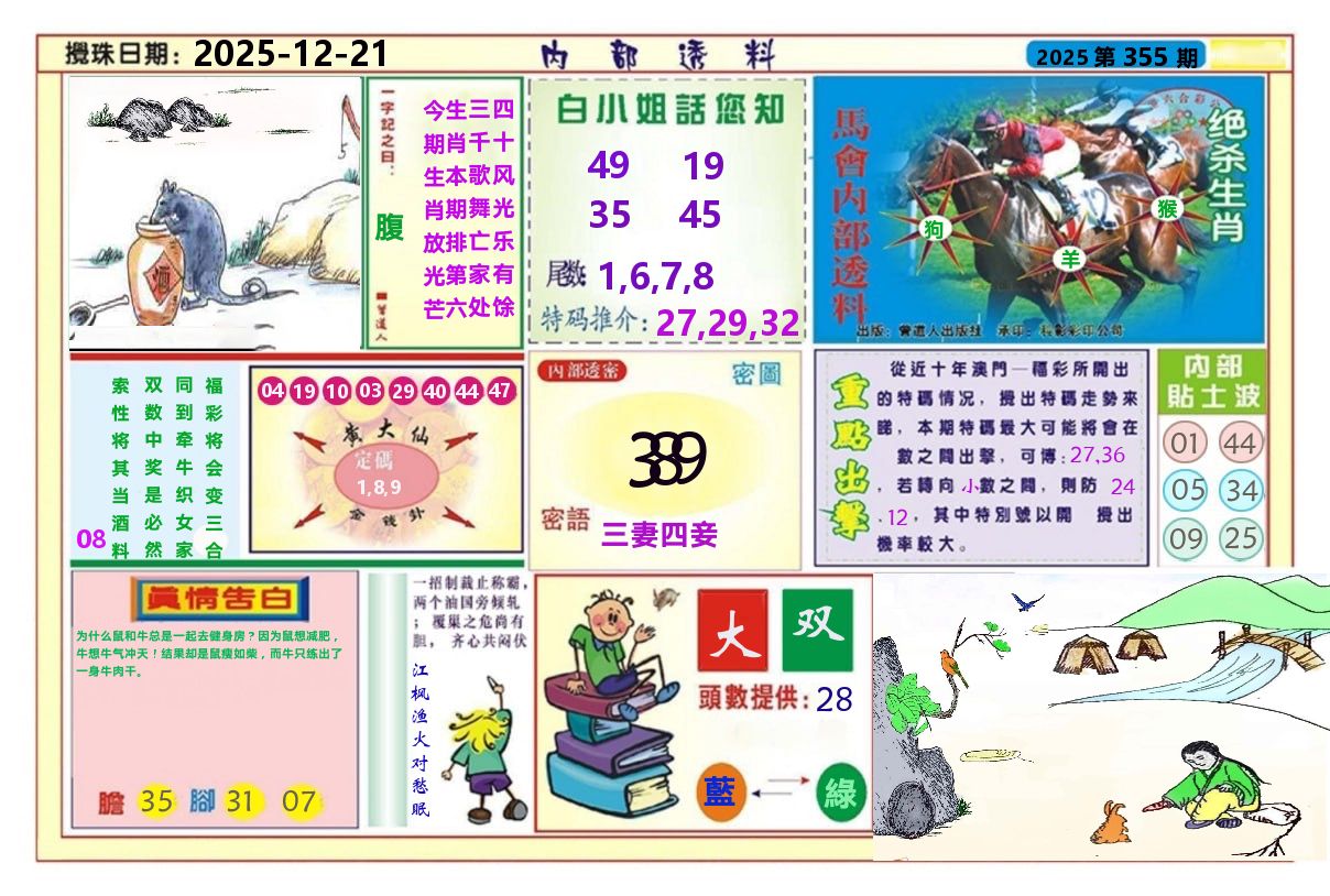 澳门内部透料A 第355期