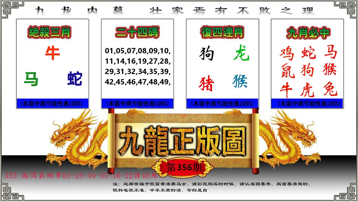 九龙正版图 第356期