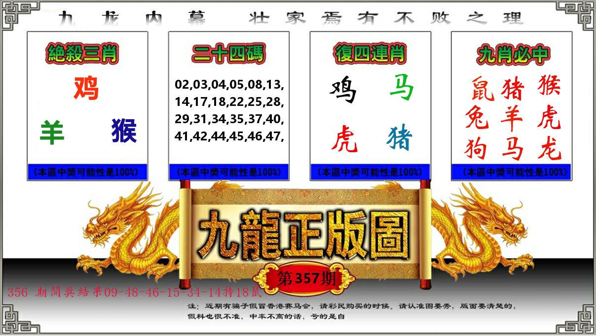 九龙正版图 第357期