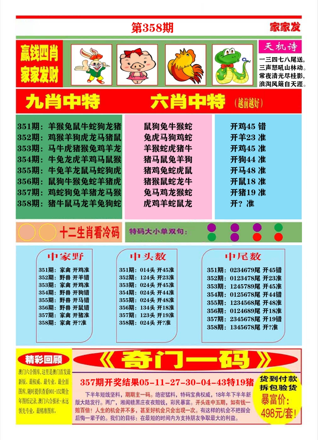 澳门家家发B 第358期