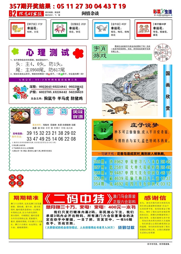 彩票与生活B 第358期