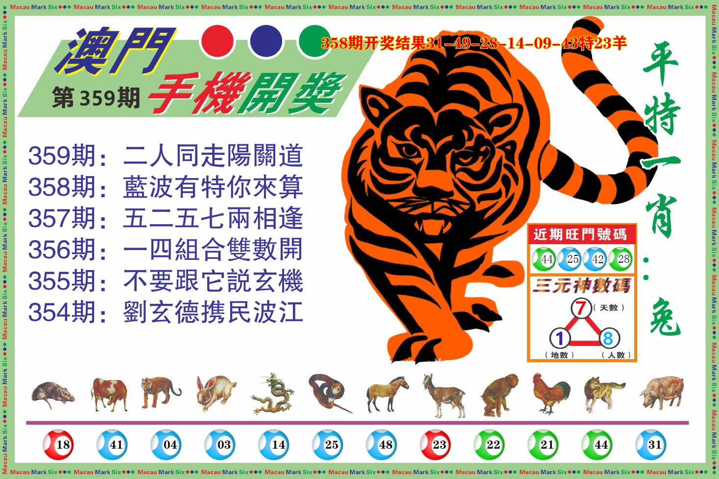 澳门开奖报 第359期