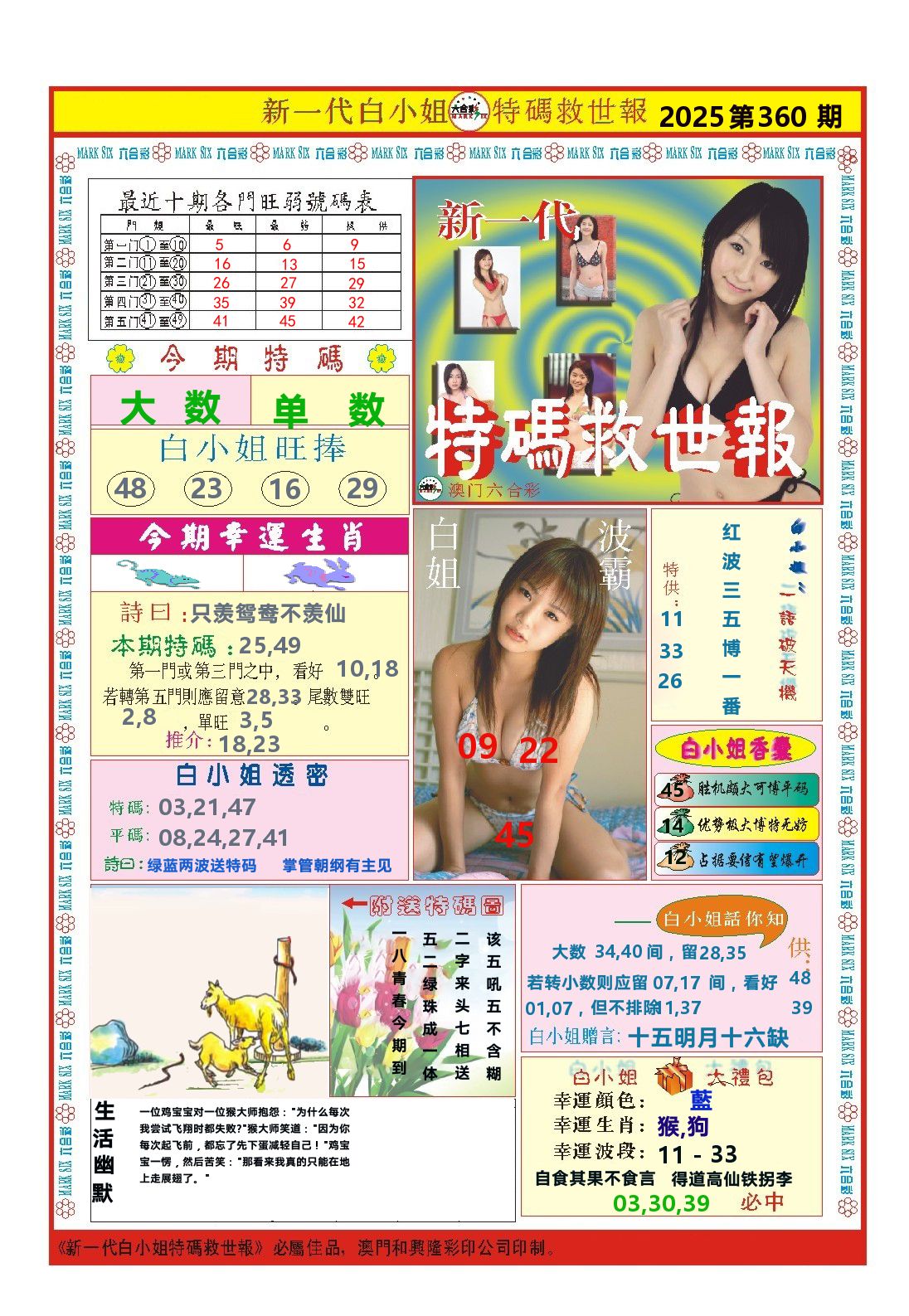 澳门特码救世报 第360期