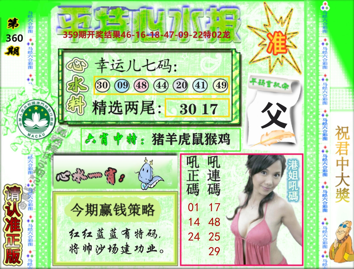 平特心水报 第360期