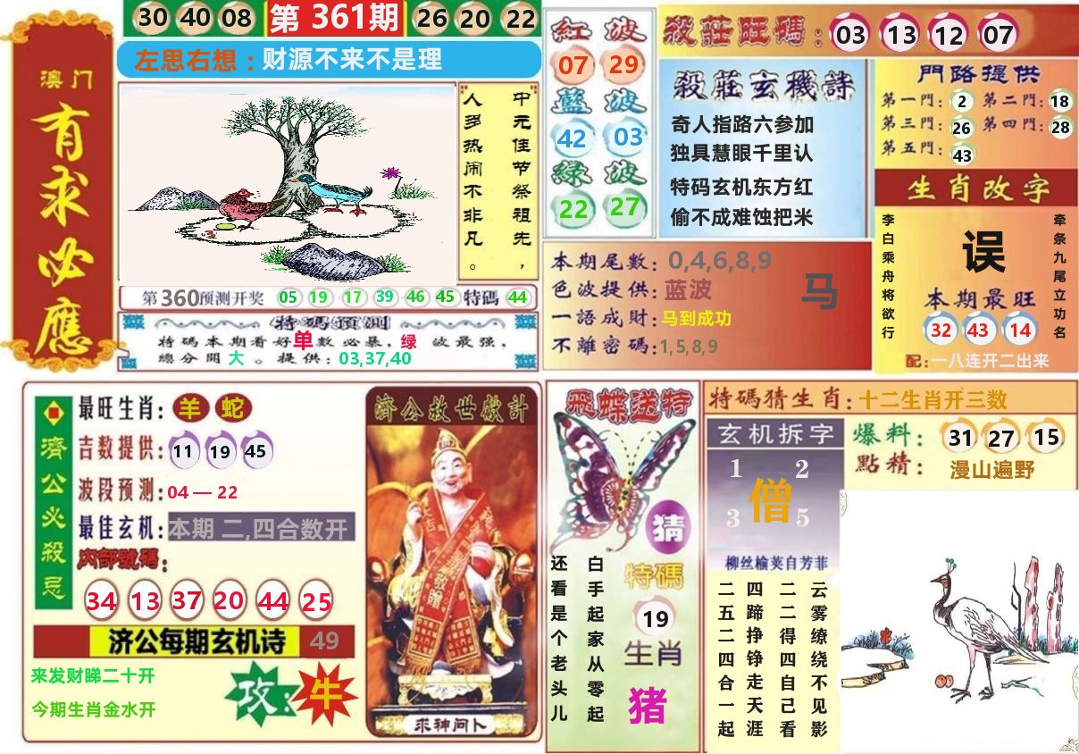 澳门有求必应 第361期