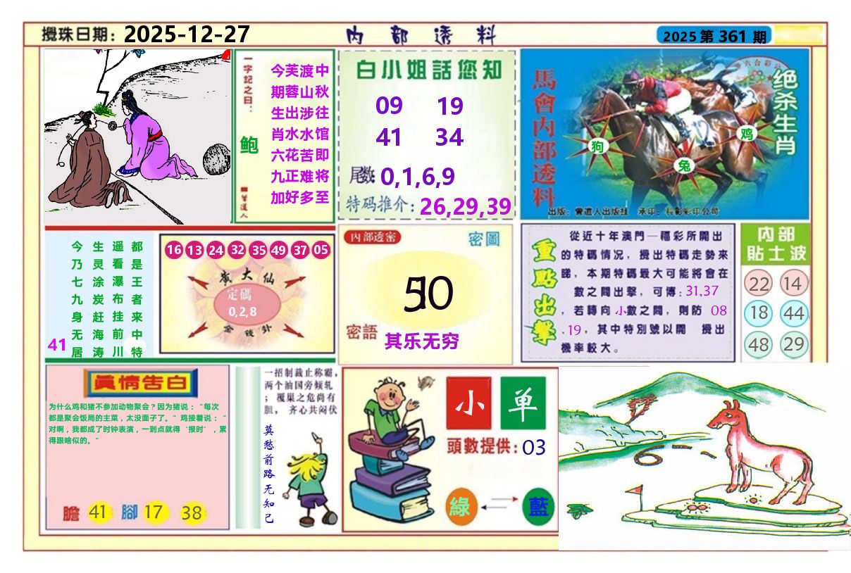 澳门内部透料A 第361期
