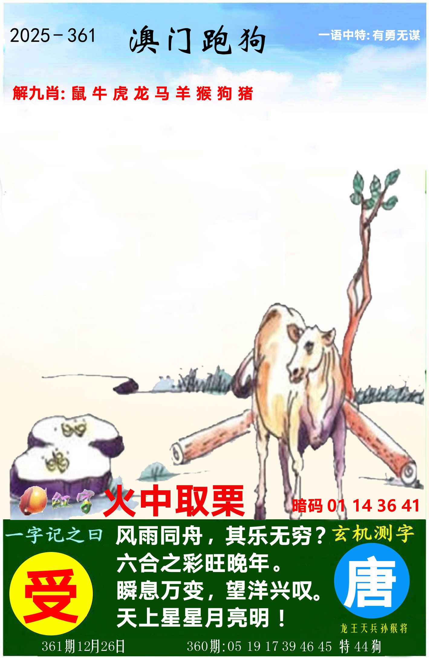 澳门跑狗图 第361期