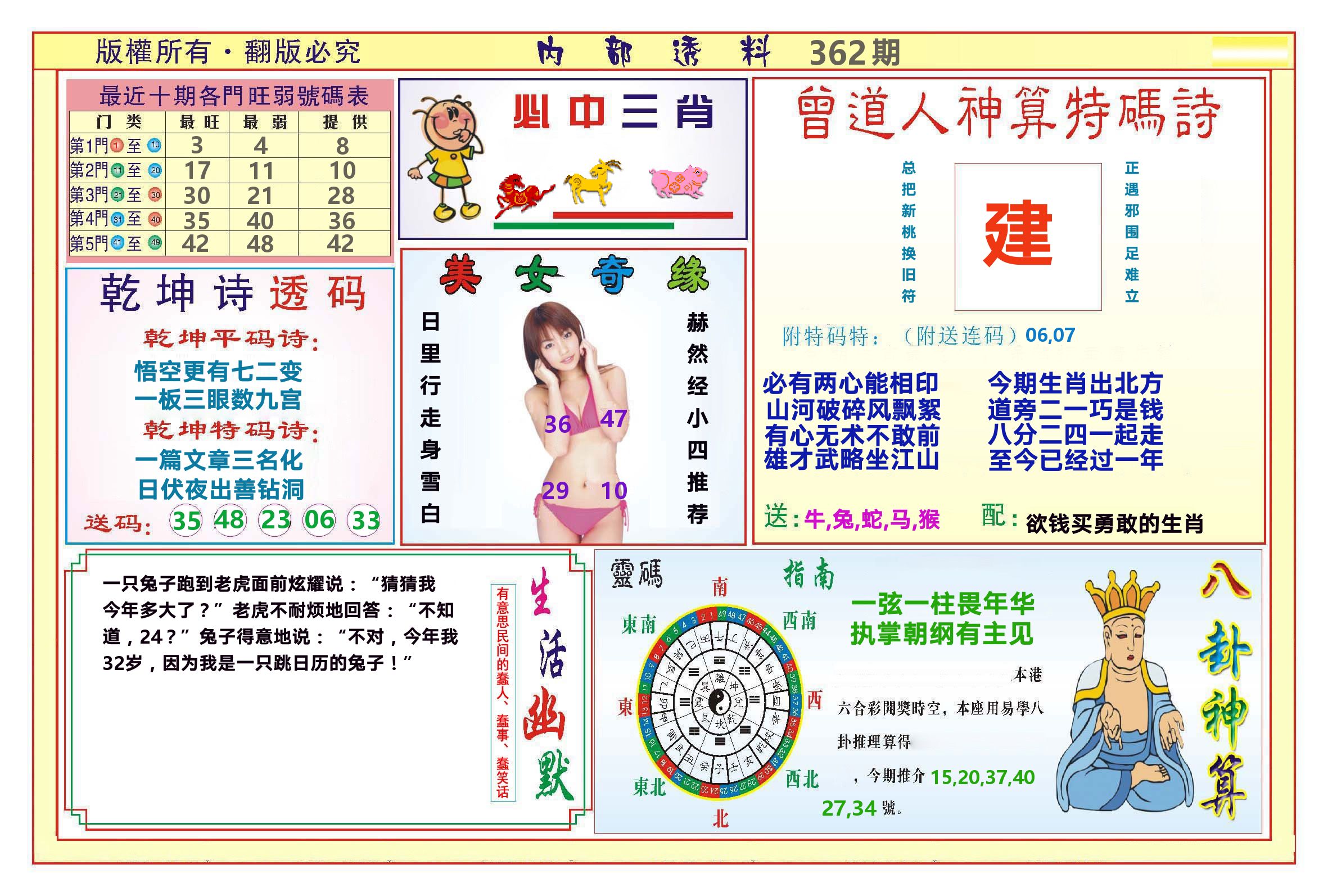 澳门内部透料B 第362期