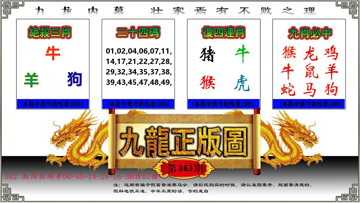 九龙正版图 第363期