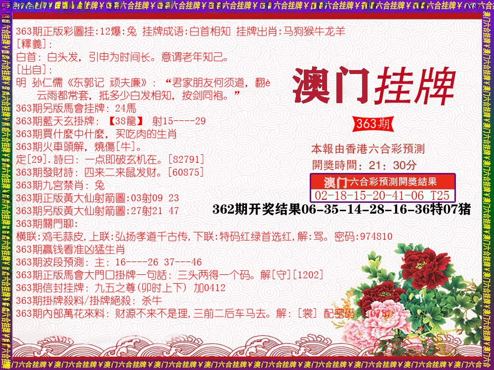 澳门挂牌 第363期