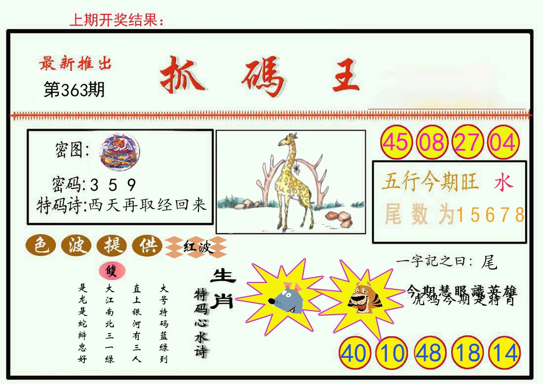 最新抓码王 第363期