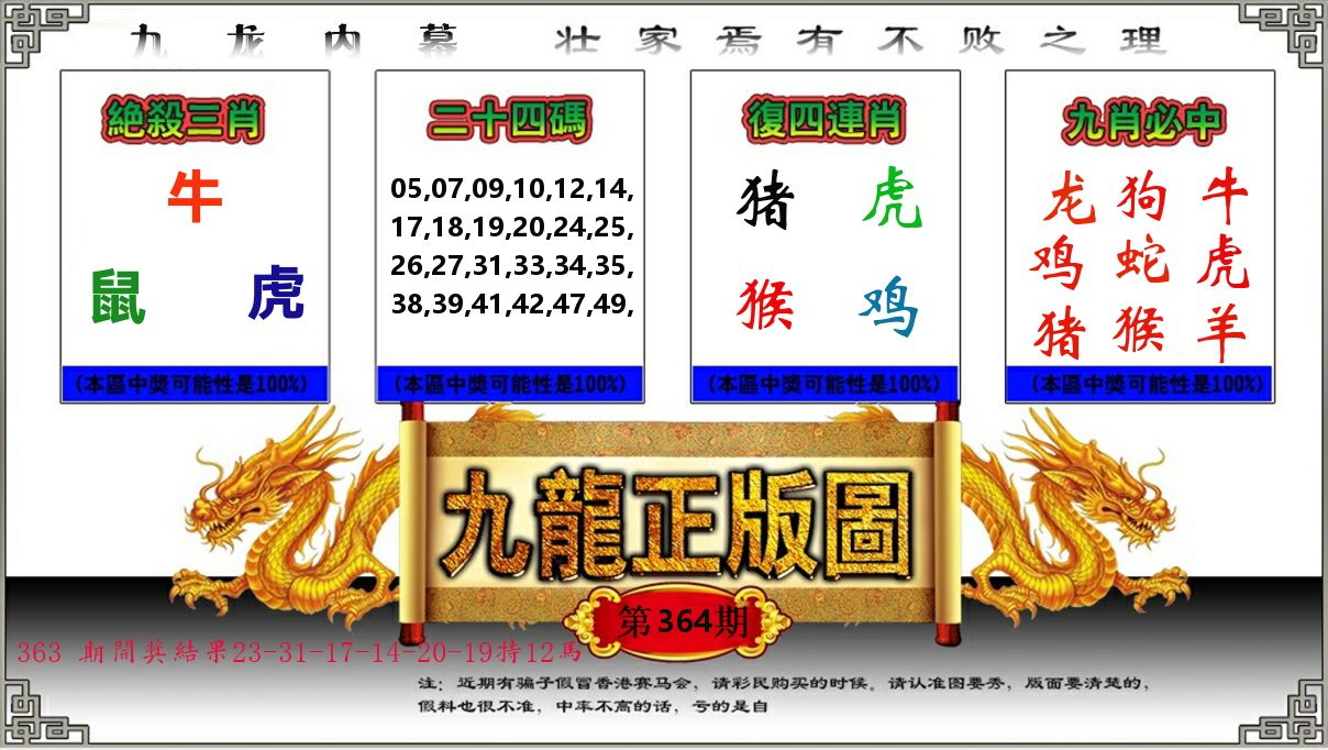 九龙正版图 第364期