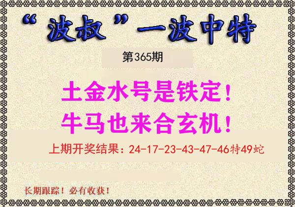 波叔中特 第365期